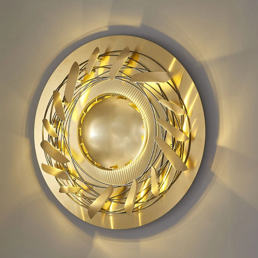 Light Luxury Home Decoration Circular Wall Decor Sculpture LED Wall Art Sculpture